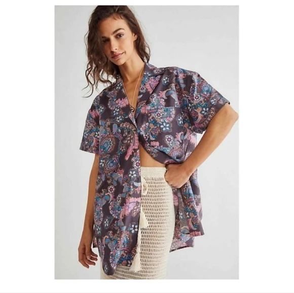 Free People Poolside Boyfriend Shirt - Picture 1 of 5